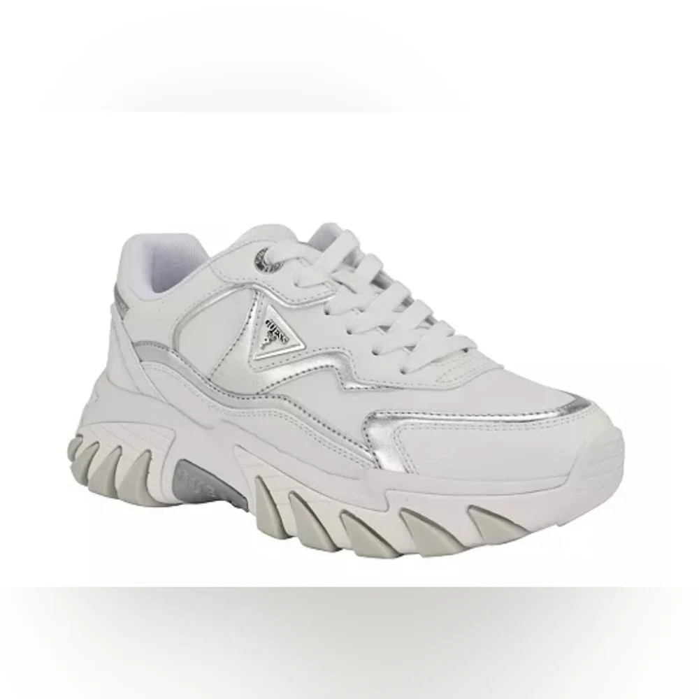 Guess White and Silver Chunky Sneakers - Picture 1 of 6